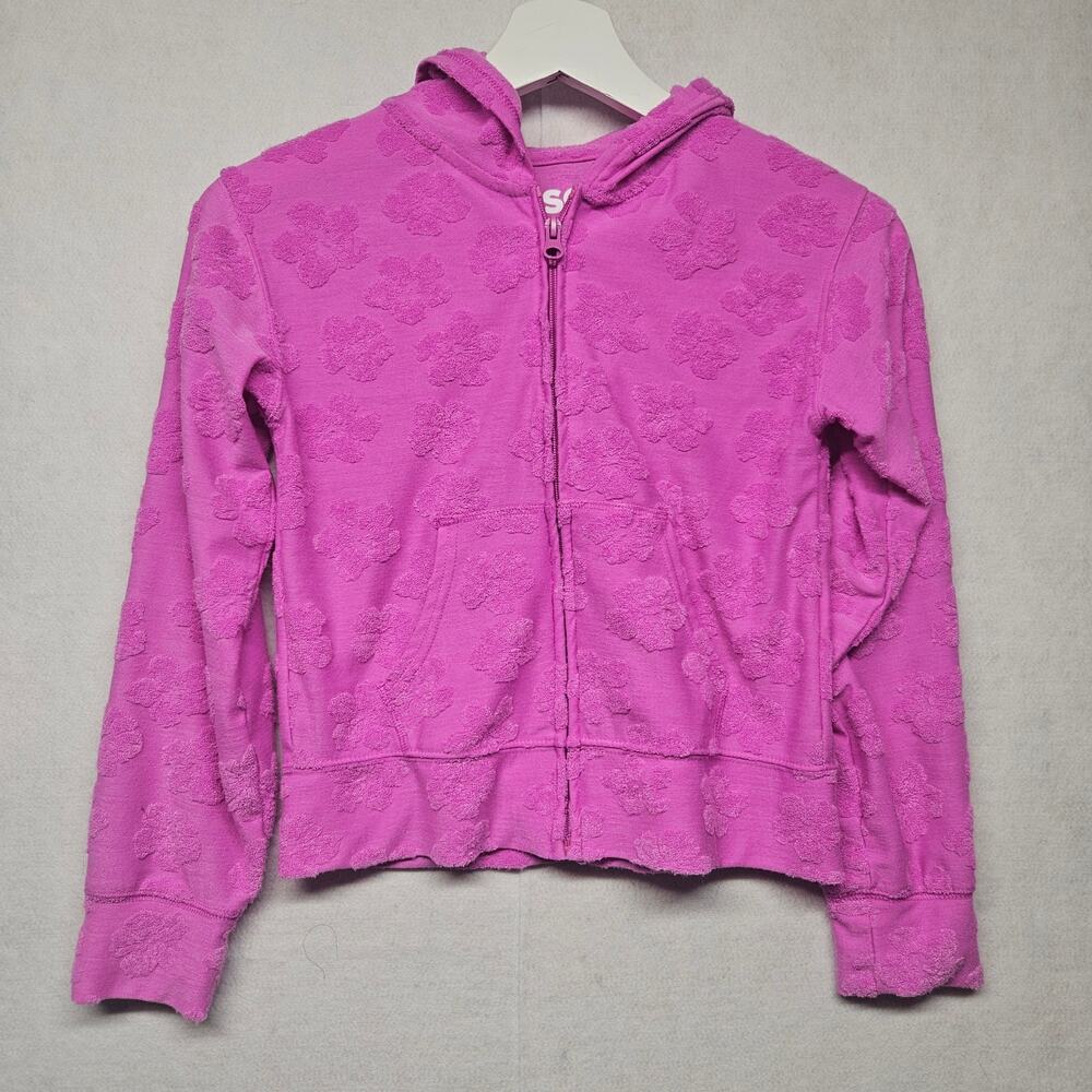 SO Girls Pink Floral Full Zip Hooded Sweatshirt
